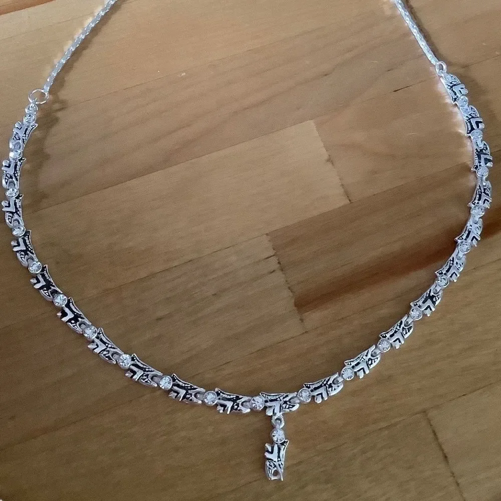 𝅺sterling SILVER 925 WHITE ZIRCON NECKLACE/BRACELET WOMAN SET​